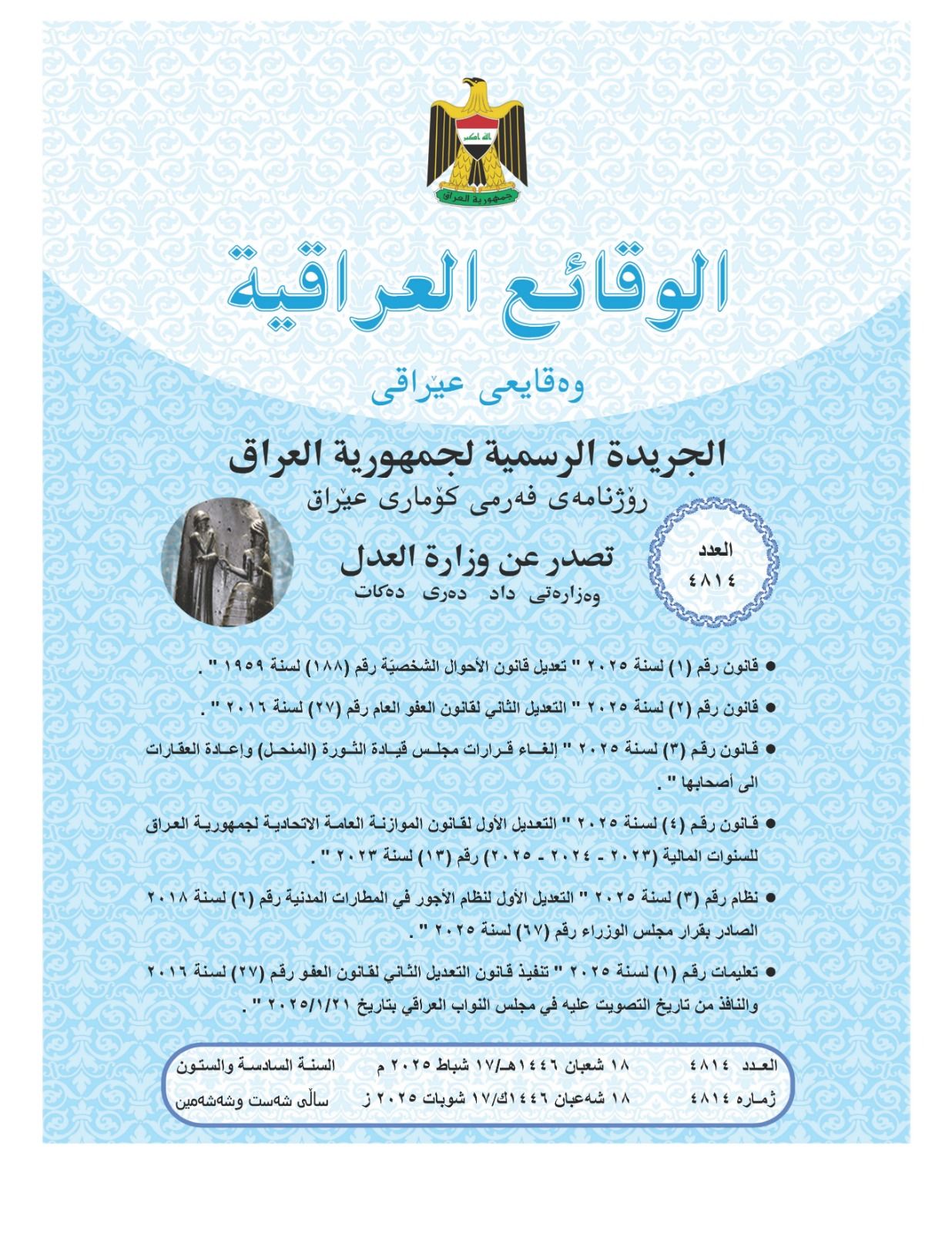 یاسای گەڕاندنەوەی زەویوزاری جوتیاران لە رۆژنامەی وەقایع بڵاوكرایەوە